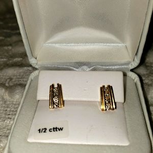 Yellow gold and diamond earrings